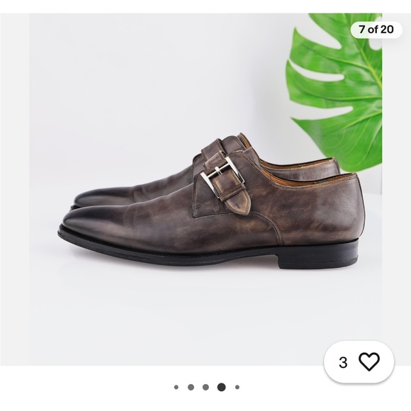 Magnanni Hand-Painted Brown Patina Single-Monk Strap Loafers